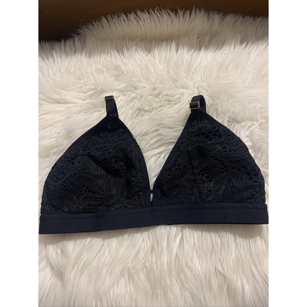 Lively All You Wireless T Short Bra Size 1 Black Floral Trim